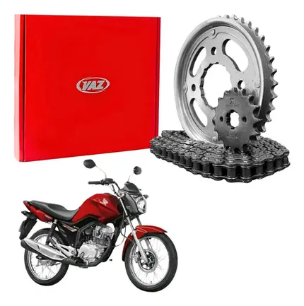 Kit Relação Honda Titan  150 04 à 15/Fan 150 09 à 15 Vaz Aço 1045