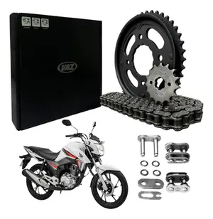 Kit Relação Transmissão Honda Titan 160 Fan 160 COM RETENTOR (Aço 1045 + Pinhão 15D + Coroa 44D + Corrente 428) VAZ