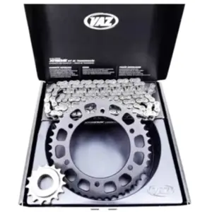 Kit Relação Transmissão Honda NXR 160 XRE 190 COM RETENTOR (Aço 1045 + Pinhão 16D + Coroa 48D + Corrente 428) VAZ