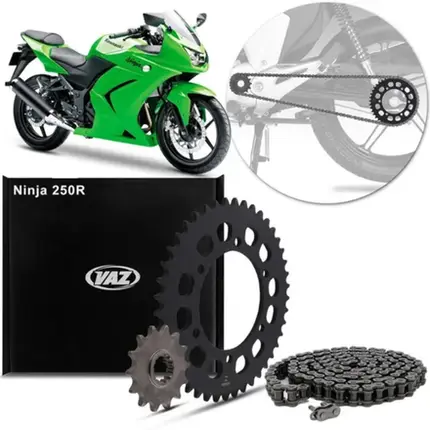 Kit Relação VAZ Kawazaki Ninja 250 Ninja 300 Com Retentor Aço 1045