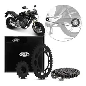 Kit Relação Transmissão Honda CB 600 2008 à 2014 COM RETENTOR (Aço 1045 + Pinhão 16D + Coroa 43D + Corrente 525) VAZ