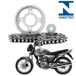 Kit Relação Transmissão Honda Titan 150 2004 à 2015 Fan 150 2009 à 2015 (Aço 1045 + Pinhão 16D + Coroa 43D + Corrente 428) PANDAO